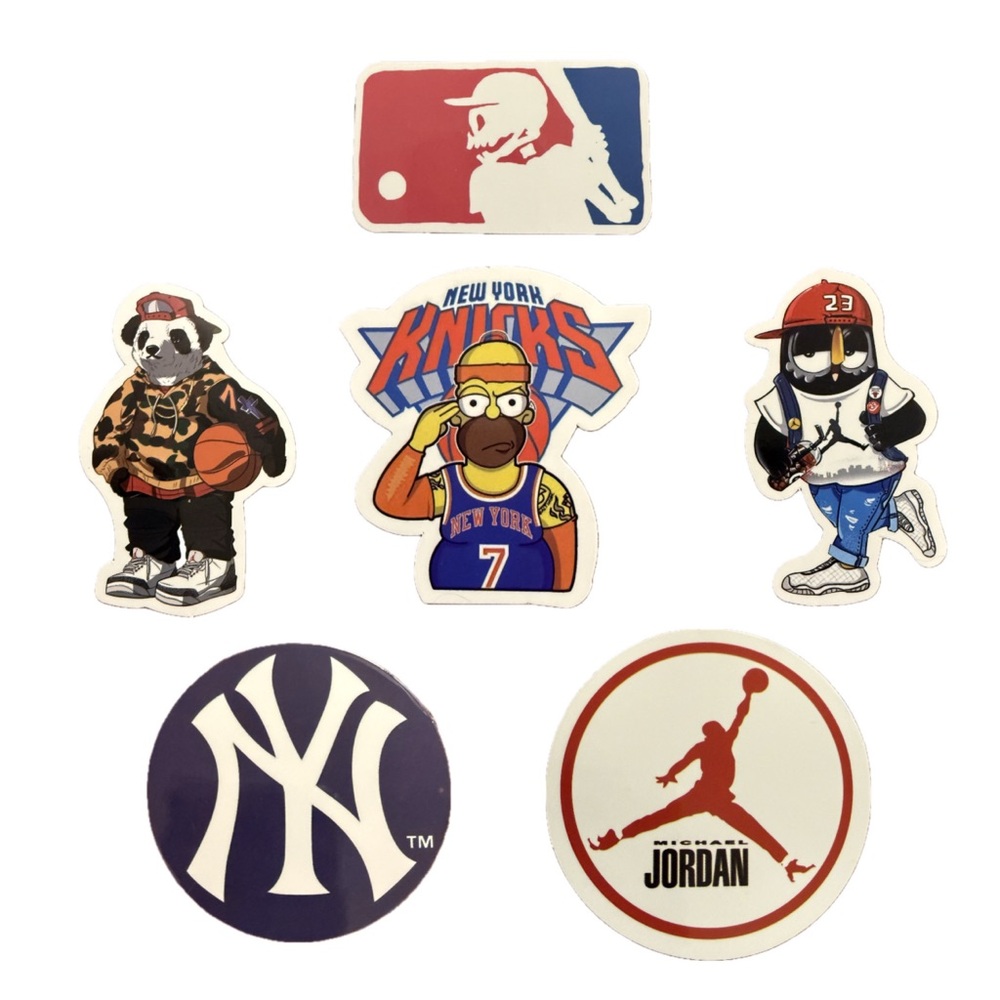 Sports Themed Sticker Pack - New York Knicks, Yankees & Jordan Logos Multi-Color